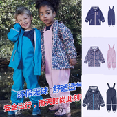 防水无味 幼儿园效学生男童女童宝宝背带雨裤 儿童雨衣雨裤 分体套装