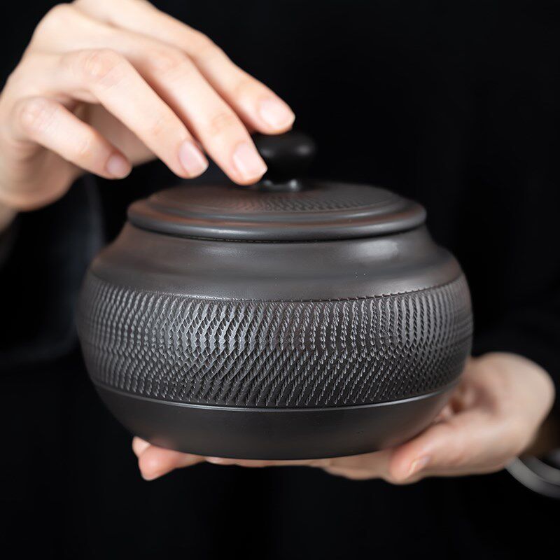 迷你紫陶小号茶叶罐中式复古斗茶罐红茶绿茶空盒子包装普洱密封罐