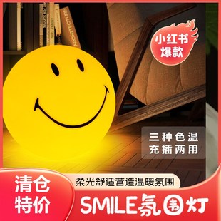 新款 创意浪漫台灯可爱卧室睡眠灯儿童氛围感小灯 笑脸小夜灯插电款