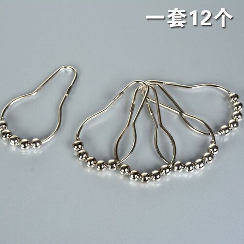 浴室浴帘金属挂钩配件 镀铬金属葫芦环 伸缩杆挂钩