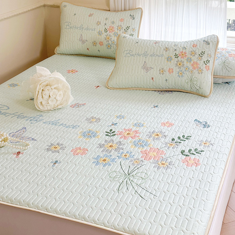 小清新夏季凉感丝乳胶凉席三件套可水洗床笠款数码印花空调软席,床上用品,乳胶席,淘宝优惠券,粉丝福利购,淘宝优惠卷