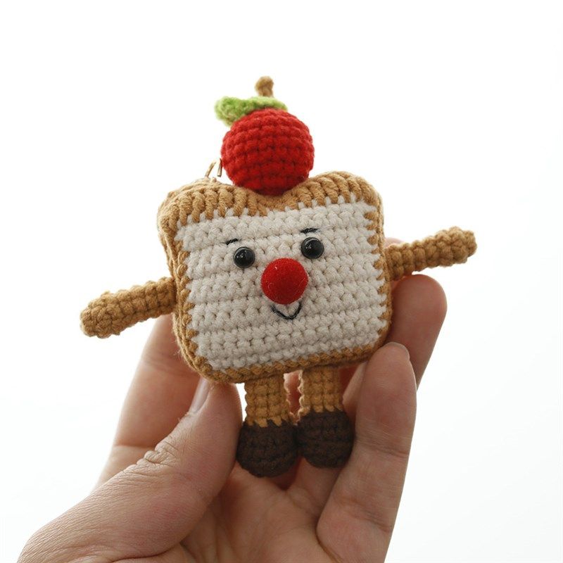 布袋香语手工编织吐司片玩偶 可爱毛线钩织娃娃挂饰 创意手作包挂