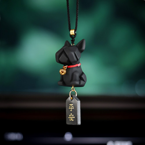 法斗狗汽车挂件後照镜挂饰吊坠高档创意平安车挂车内装饰用品大全
