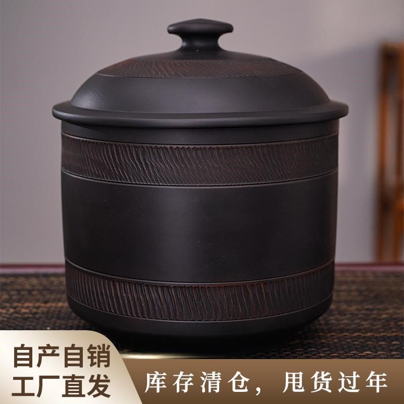 云南建水紫陶茶叶罐陶瓷密封家用小号复古散茶醒茶高档储存装一斤