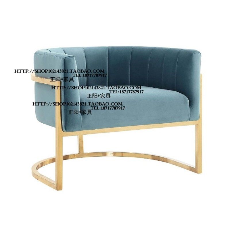 比利时法式乡村风格不锈钢镀金布艺单人位沙发椅圈椅酒店咖啡厅椅,住宅家具,布艺沙发,淘宝优惠券,粉丝福利购,淘宝优惠卷