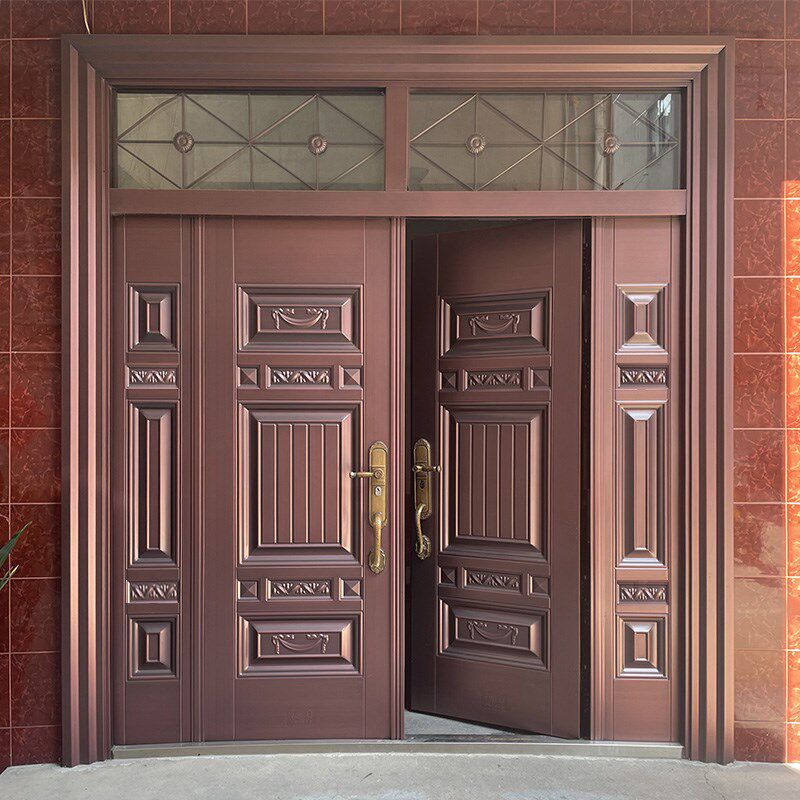 锌合金别墅大门双开农村自建房乡村庭院入户门防盗家用仿铜进户门