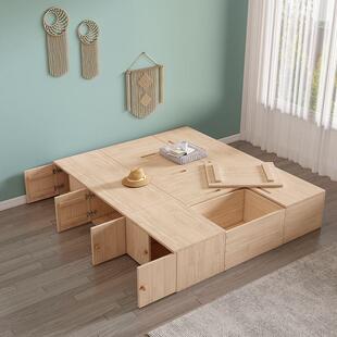实拼接床收纳储物拼床榻榻箱米自己组装加宽床无品牌/柜木一体组