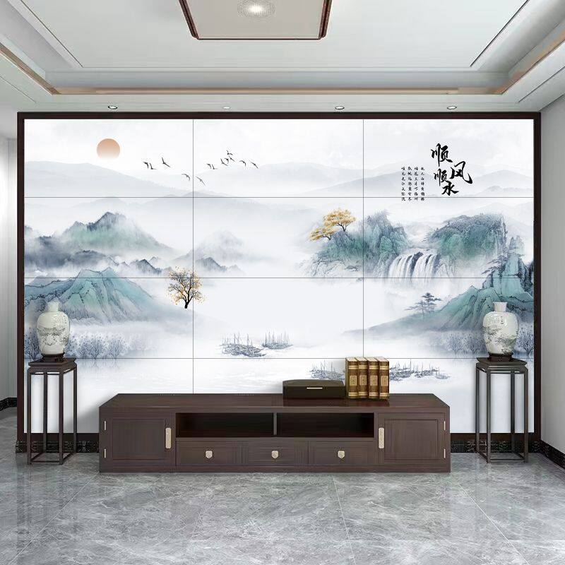 3d立体墙贴电视背景墙壁画中式大气沙发卧室影视墙装饰山水风景画