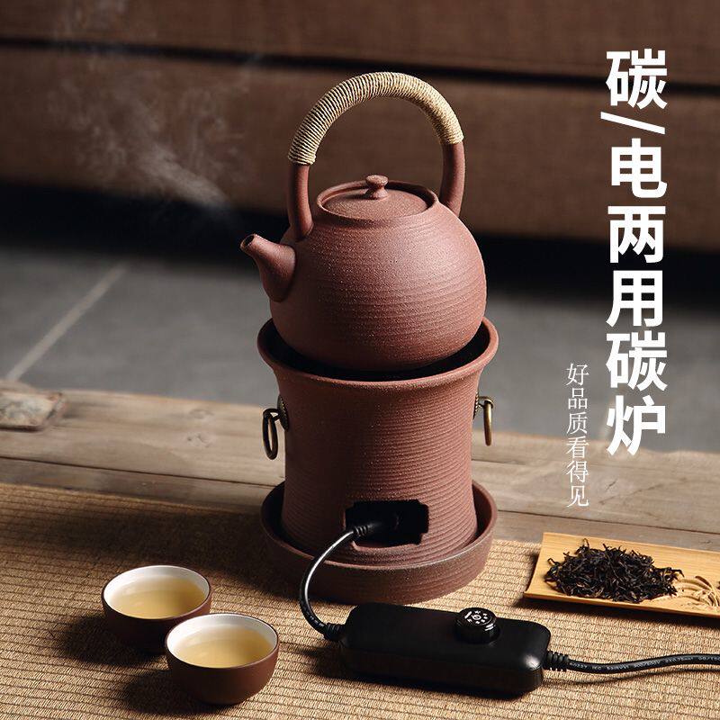 复古红泥碳炉户外煮茶炉电碳两用茶炉炭炉老式潮汕围炉煮茶家用