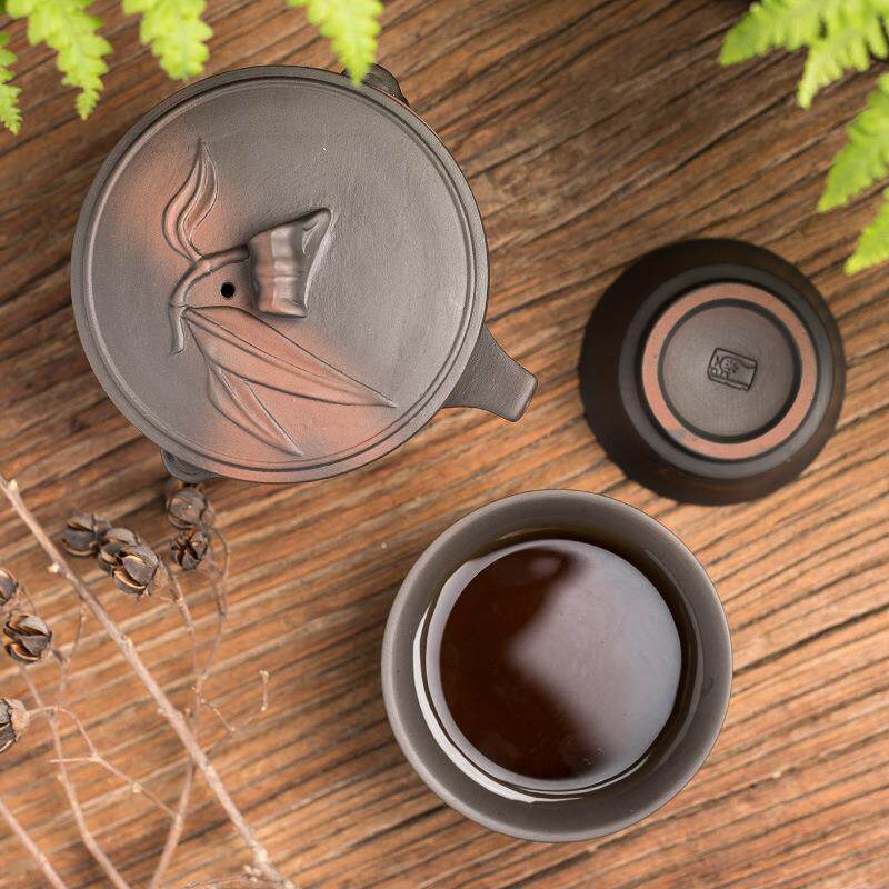 陶迷陶旅行快客ZUM杯便袋装户外携茶壶茶具套一壶紫两杯紫砂茶杯