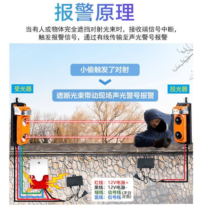 艾礼富红外线防盗报警器独立对射户外围墙防水探测光栅限高