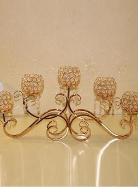 创欧式意烛台家居软装烛艺摆件金色铁蜡台烛000613光晚餐西餐厅婚