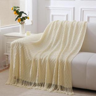 厂家直销北欧织流波浪苏装饰毛毯针沙发毯酒店尾毯午民睡宿毯床搭