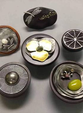 橱拉手金花朵镶嵌木拉手手工装艺术柜拉手抽屉拉手家合W18038配件