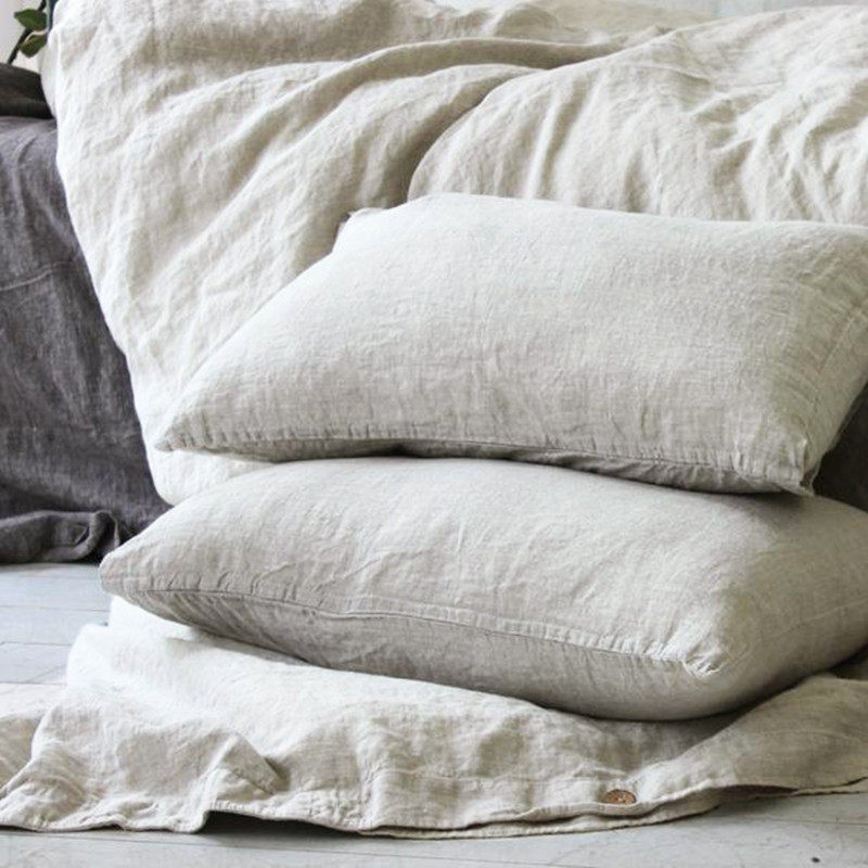 纯亚麻枕套枕头套单人枕用抑菌除螨床上用品简约纯色抱枕头套单个