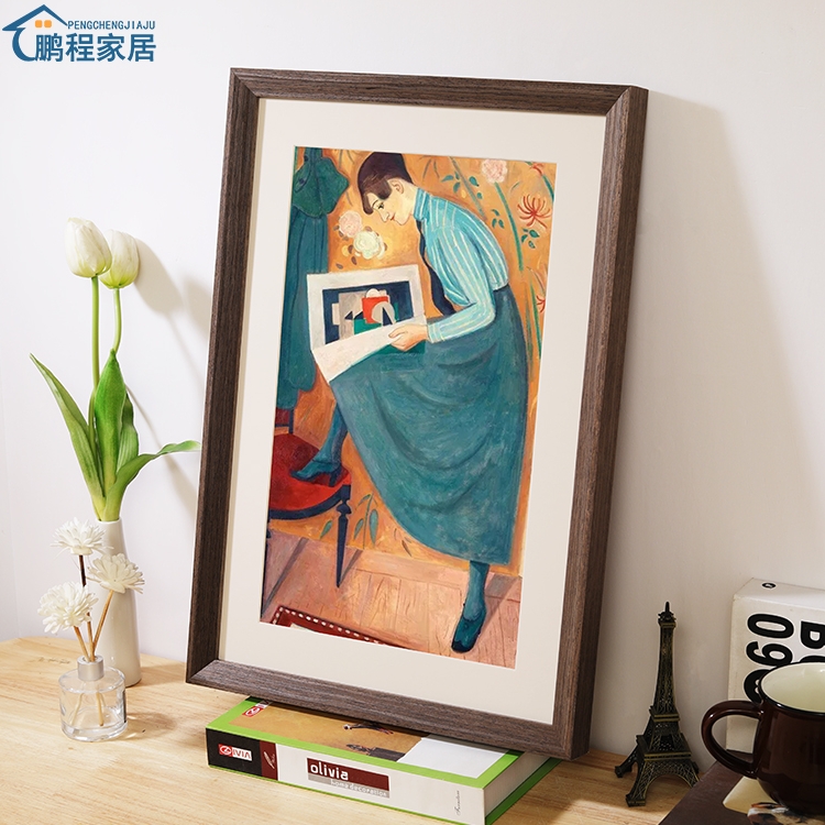 实木画框挂墙自己装裱A3a4定制卡纸大相框素描水彩4开8k任意尺寸