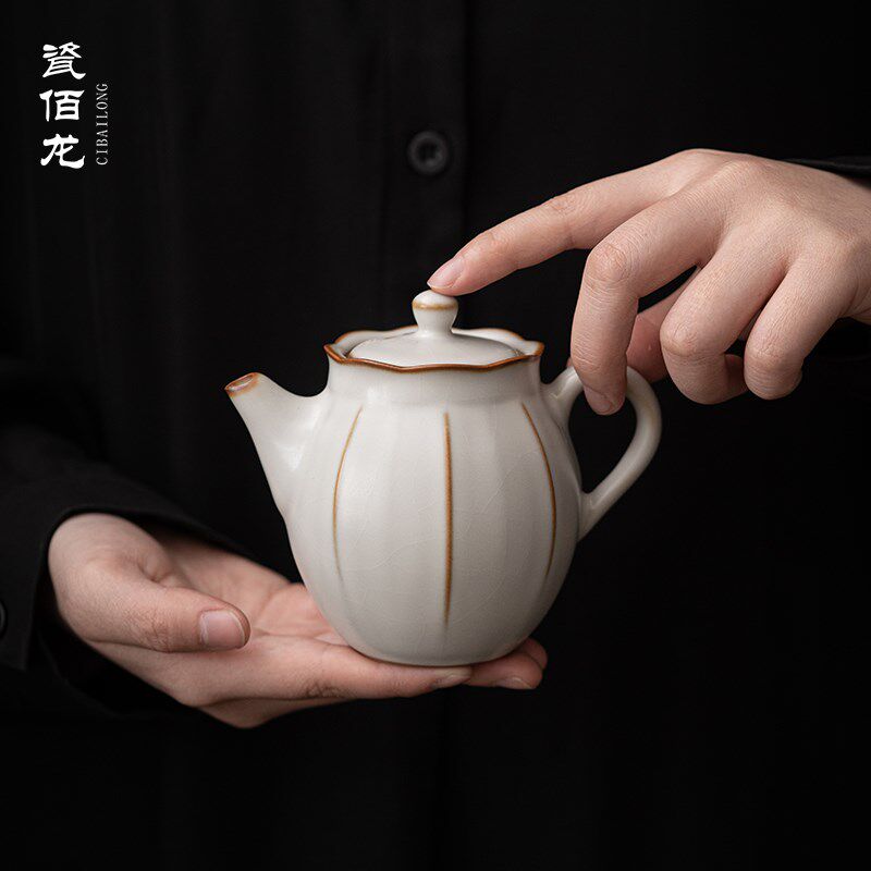 柏韵邱卫国锦上添花茶壶汝窑泡茶壶单壶陶瓷手抓壶功夫茶具冰裂釉