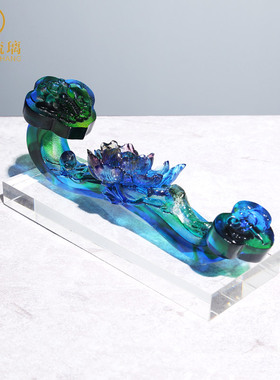 琉璃牡丹花如意摆件家居饰品客厅乔迁新居礼品高档奢华送朋友家里