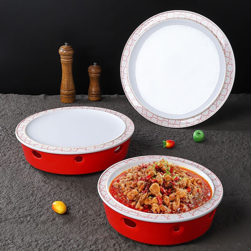 密胺餐具特色意境摆盘托盘商用中式熟食展示盘酒店餐厅高脚明档盘
