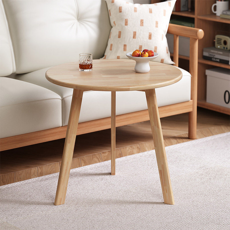 实木小圆桌家用茶几小桌子简约现代阳台休闲洽谈桌创意沙发边几