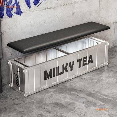 网红长条凳工业风铁凳卡座沙艺发长商用靠QPE墙等储物候椅户外换