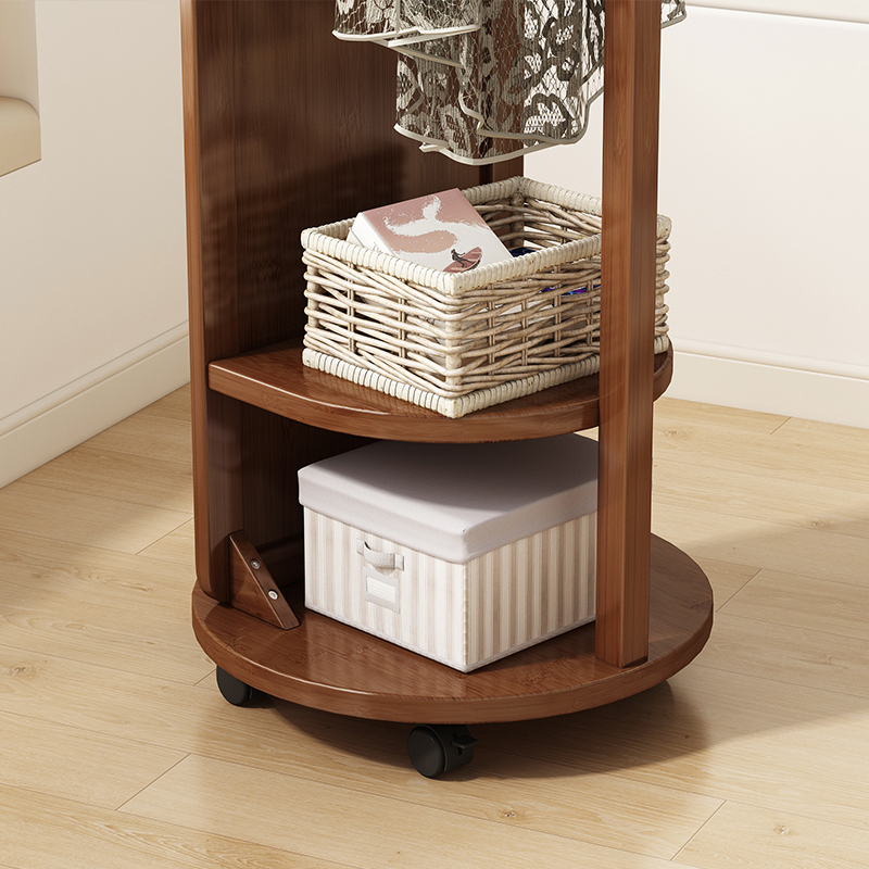 全身镜穿衣镜落地镜家用卧室可旋转移动实木挂衣架一体试衣镜子