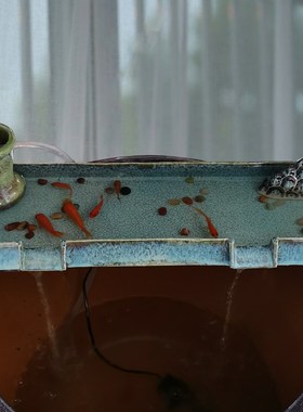 创意鱼缸流水器循环系统过滤养鱼石槽假山水池配件陶瓷流水板摆件