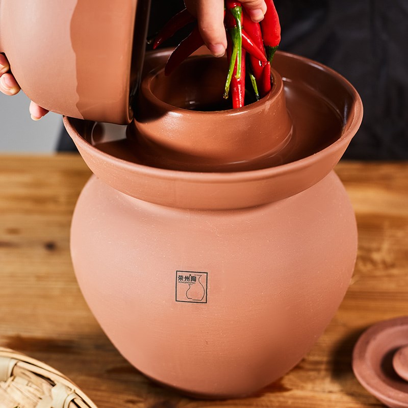 荣州陶土陶无釉泡菜坛子家用老式酸菜坛四川细陶泡菜罐陶瓷咸菜罐