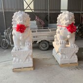 石雕汉白玉青石大型石狮子一对看门家用门口摆件祠堂墓地小狮子