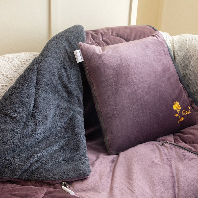 抱枕被冬季加厚二合一办公室午睡毯车载靠垫多功能加绒折叠两用