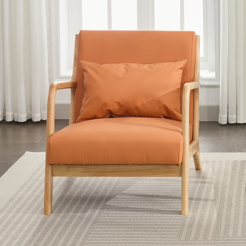 实木沙发椅简约小户型客厅单人休闲椅家用阳台会客沙发茶几装