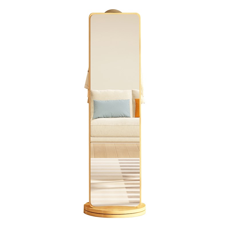 穿衣镜家用落地全身镜实木简易挂衣架一体镜子多功能可旋转试衣镜