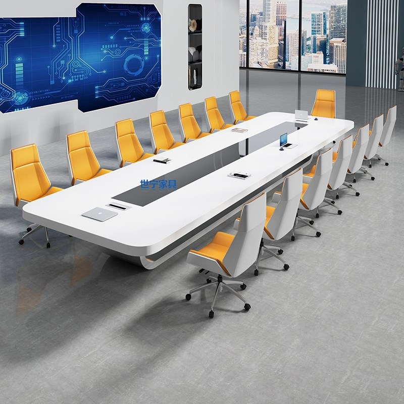 钢琴烤漆会议桌长桌大中型办公室简约现代会议桌培训洽谈桌椅