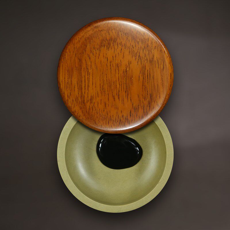 赋比兴 肇庆端砚砚台 3寸4寸5寸绿端带盖砚台 书法专用砚台 老坑