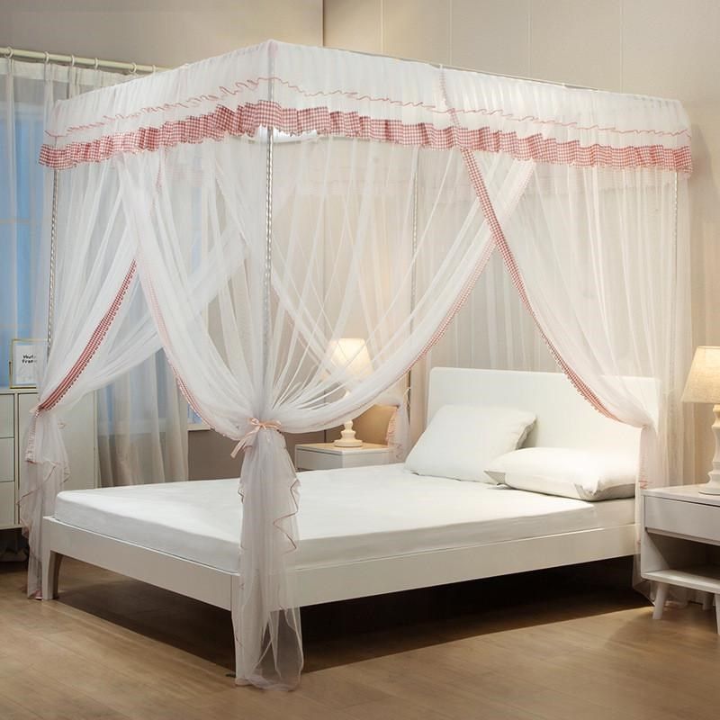 宿舍蚊帐家用加密帐纱加粗支架三开门1.5m/1.8m落地宫廷公主帐子