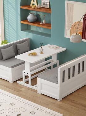 AWI实带木沙客发床两用可叠书桌现代简约折厅小户型卡座多功能储