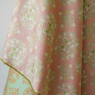 新中式仿锦织锦锻HJ-F10-4甲马宋色旗袍织面料国风舞台服布料