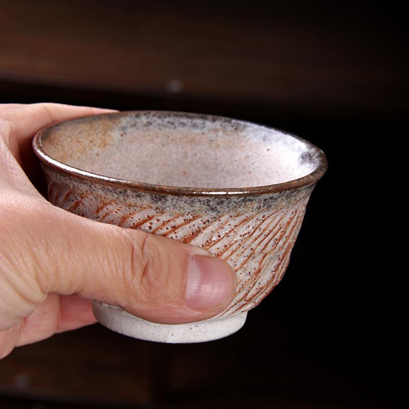 作中ltao7097式志烧跳手刀斗笠主人李辉熠陶瓷罗汉茶杯杯复古粗陶