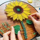 向日葵钉FUG绕子线丝画学生手工DIY料包情侣绿植材太阳花弦画