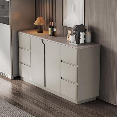 意式奢餐边柜KUA一体水靠墙客厅现代轻柜简约厨房柜子储物柜茶高