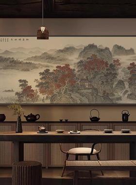 中酒店办公室公司接待室大尺寸山水装饰画厅式新茶客室墙仿古WS-6