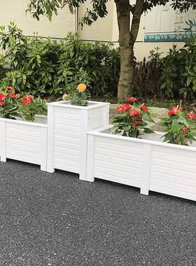 塑木花箱花白色户种植方箱SMHX001长形种外菜盆防腐木隔断花槽创