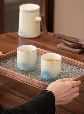 玻璃BLP087长方形托盘茶盘中纳式收干制泡盘竹盘茶室水果点心茶盘