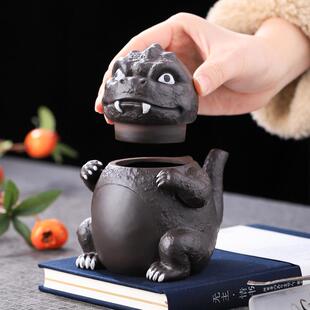 紫砂凤鸣紫瓷XFF壶斯哥拉泡茶壶怪兽手抓壶砂壶陶茶壶家用壶创意