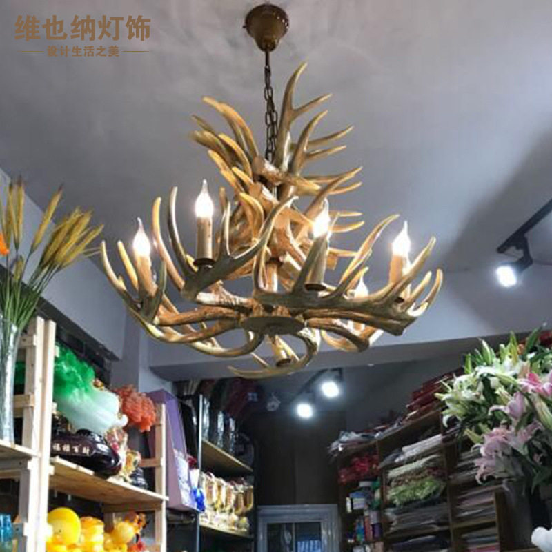 美式复古工业风鹿角吊灯