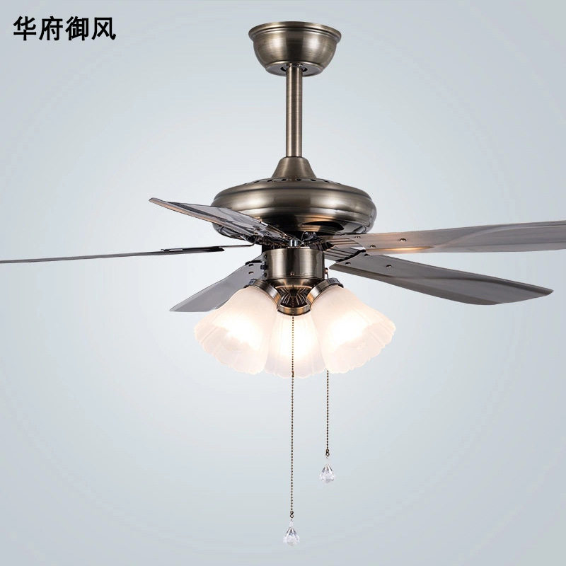美式餐厅吊扇灯电扇吊灯吊扇一体饭厅家用客厅卧室42寸带风扇吊灯