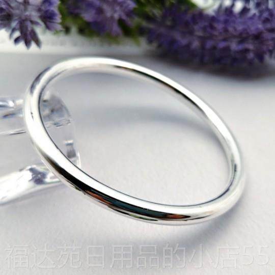 高档999棍9万纯银足银光面闭口实心圆银手镯简约圈素闭口镯子手女