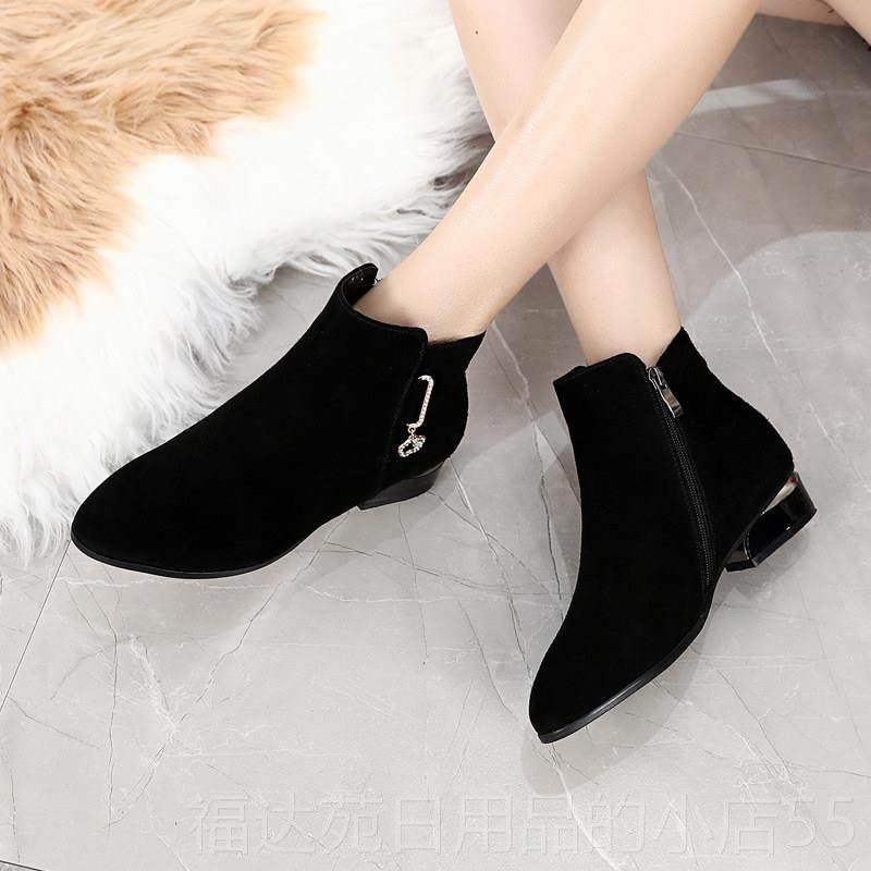 高档20秋25春真皮底短靴磨平砂百搭女靴大码软底妈妈鞋中年短筒皮