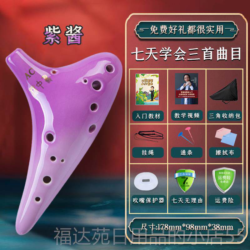 高档林中鸟陶12孔中音C调A者C笛儿初学十二童孔小学生专业演奏乐