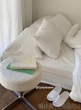 高档白色yyds民宿酒店品ins床套床件全纯棉水洗棉单被套棉床笠四